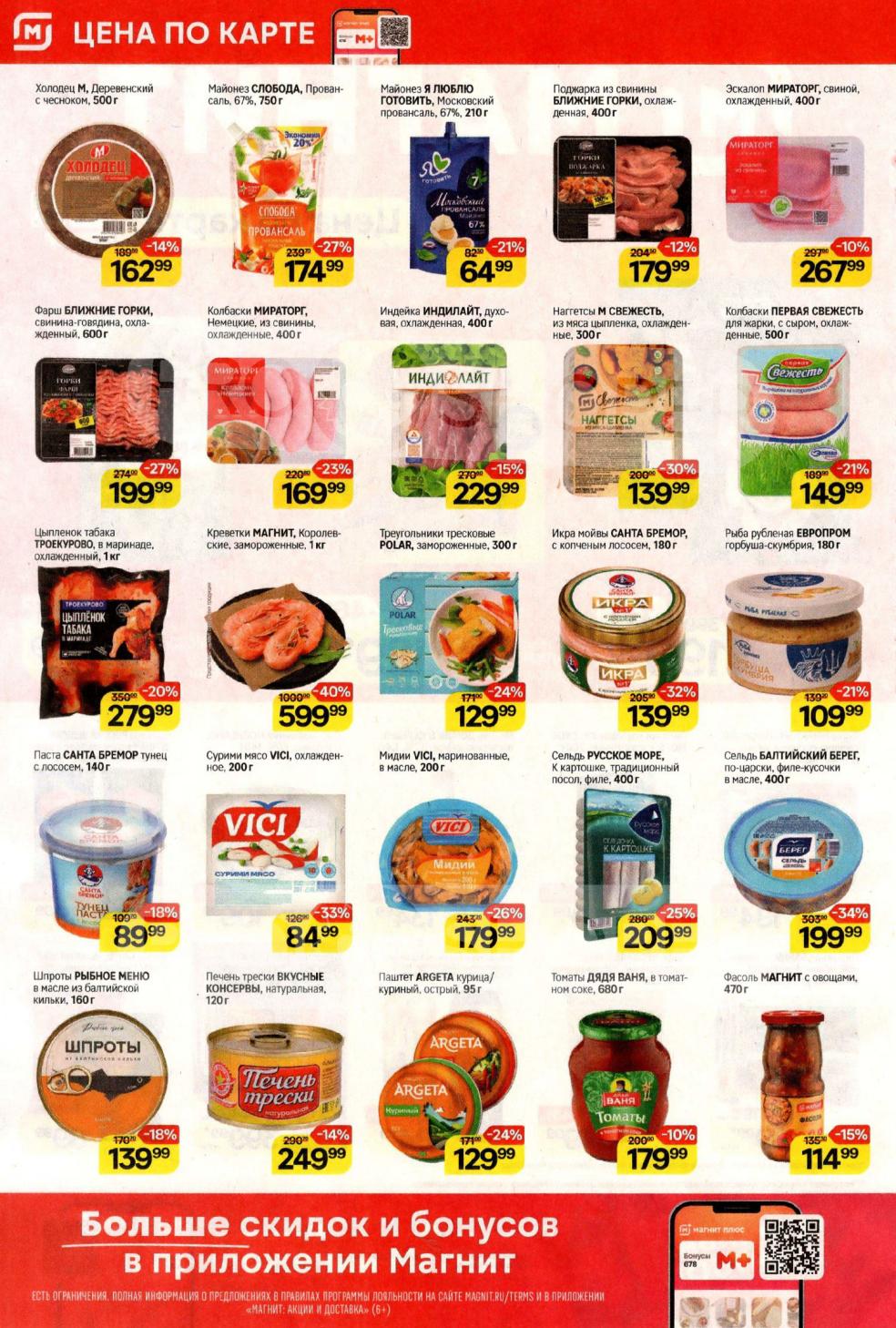 Акции на мясо и рыбу в Магните до 14.10.2025